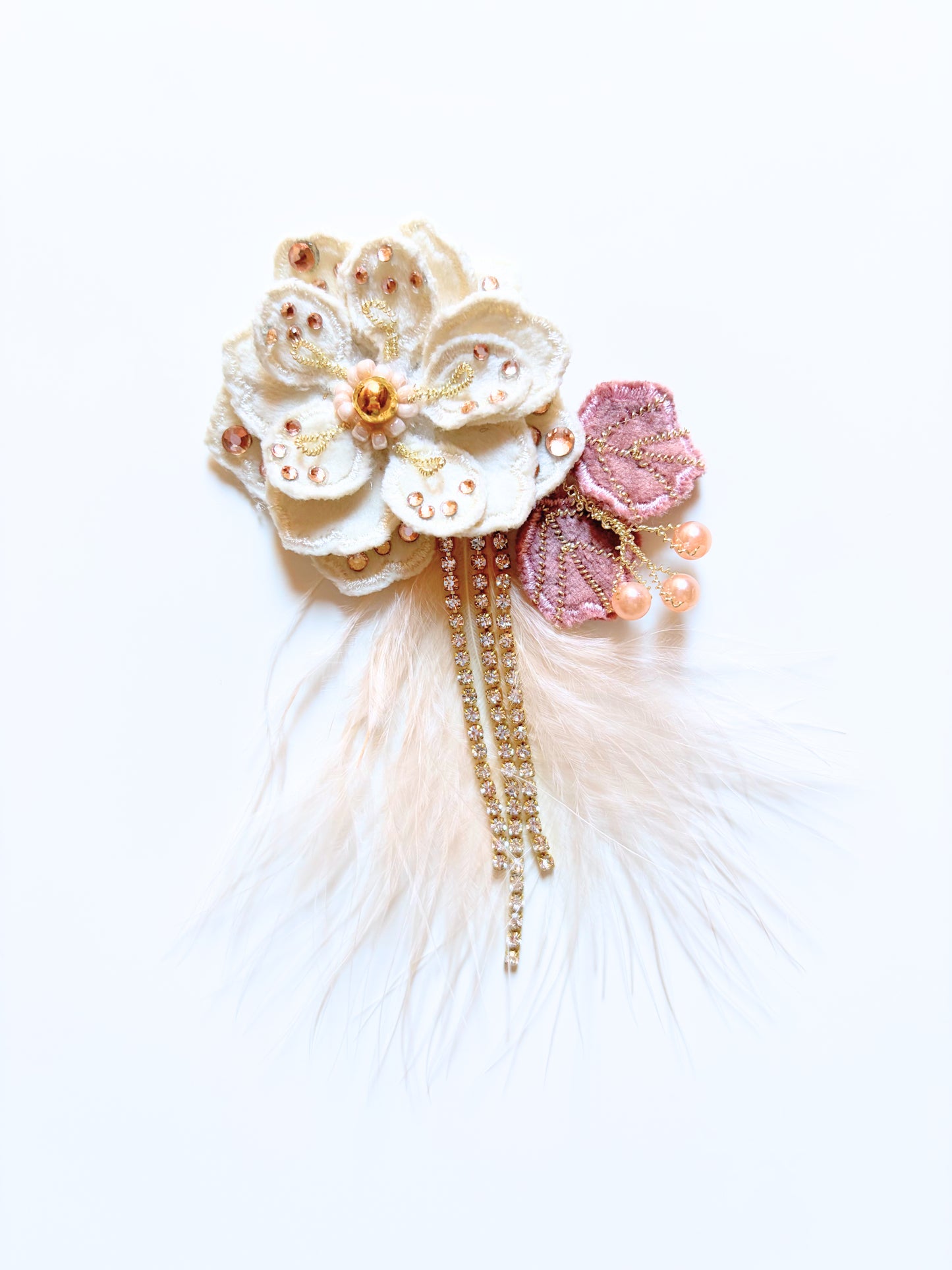 FLOWER BEADED BROOCH
