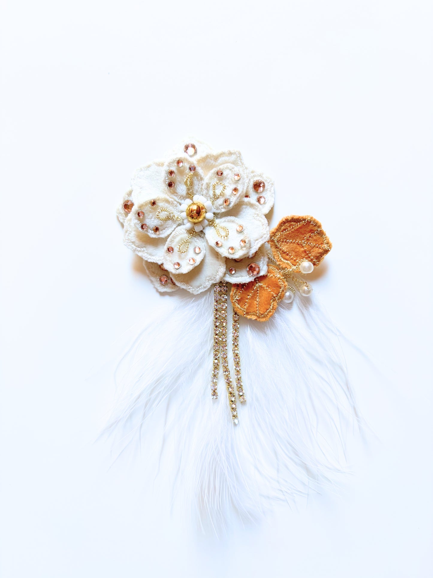 FLOWER BEADED BROOCH
